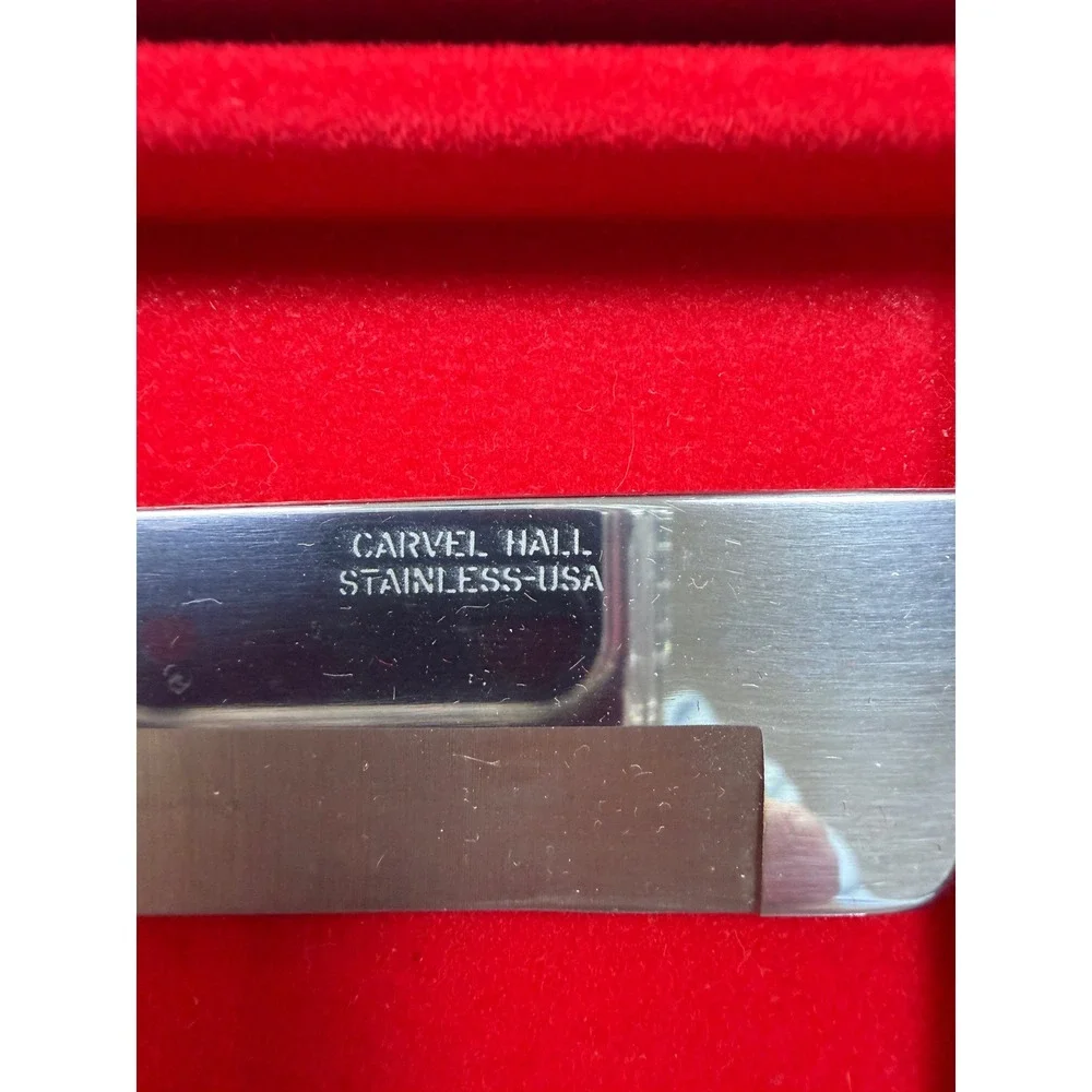 Carvel Hall Towle Stainless Steel Carving Knife and Fork Set USA with Box Silver